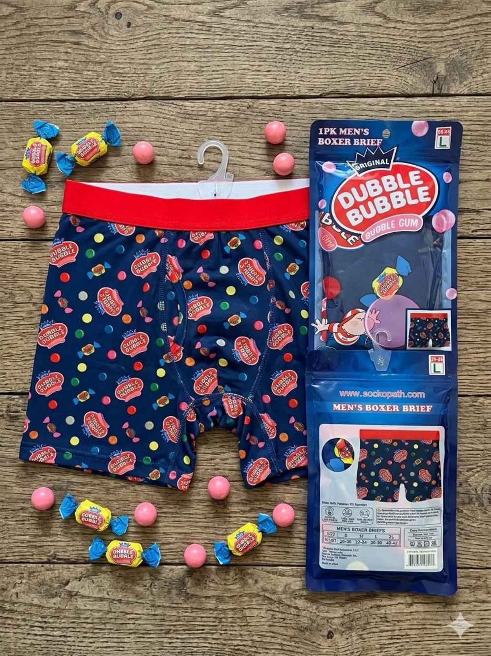 Men's Navy Blue Bubble Gum Print Boxer Briefs (1 Pair)